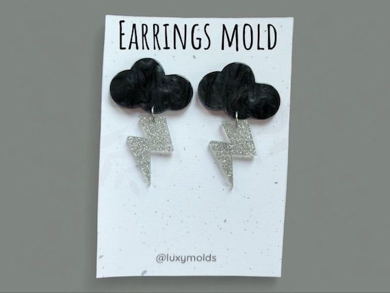 Silicone earrings mold / Silicone epoxy mold / Silicone UV resin molds / Cloud lightning stud earrings silicone jewelry mold