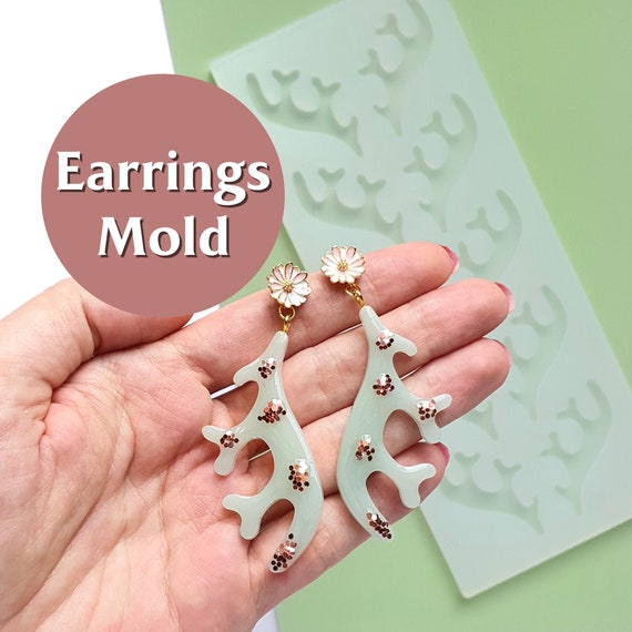 Silicone earrings mold "Reindeer, Elk horns" for resin and epoxy Christmas silicon mould 5 pairs horns
