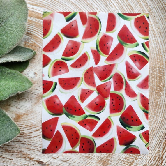 Clay transfer paper/ Image transfer paper/Water soluble paper for polymer clay/Watercolor Watermelon transfer sheets/Transfer paper for clay