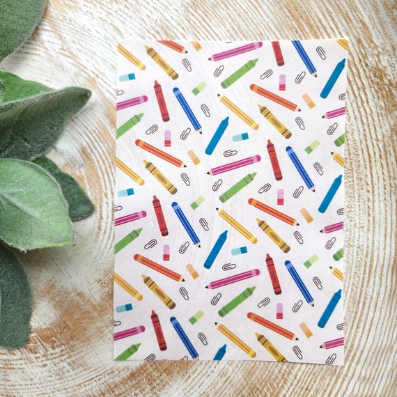 Clay transfer paper / Image transfer paper / Water soluble paper for polymer clay / Back to school transfer sheet/ Transfer paper for clay