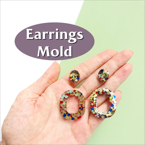 Silicone earrings mold for resin and epoxy Geometry silicon mould 4 designs in 1 mold