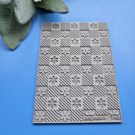 Polymer clay Texture tile Texture mat Clay stamp Polymer clay texture stencils "Flowers" T-68
