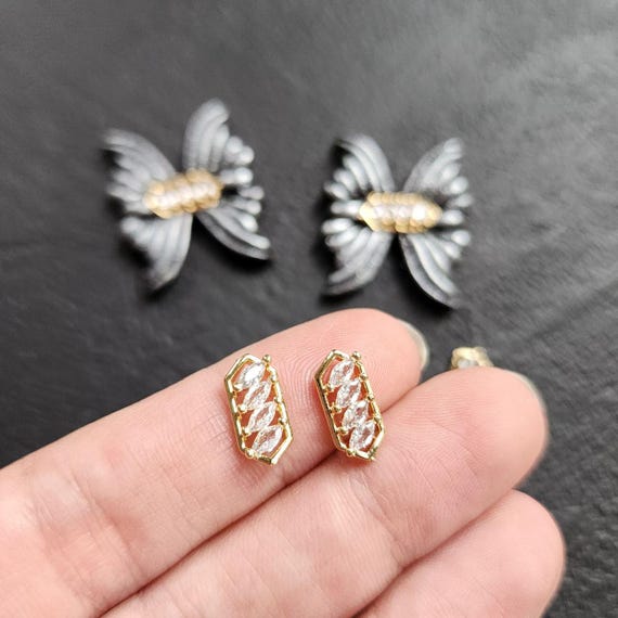 Geometry Zircon charms pendants Crystal connectors Earrings components findings DIY Rhinestone Jewelry supplies Earrings gold plated parts