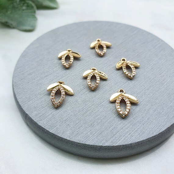 Zircon Gold plated charms Earrings components Earrings findings DIY jewelry