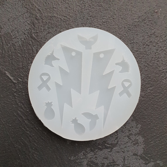 Silicone earrings mold "Lightning", "Unicorn", "Pineapple", "Ribbon", "Fin" for resin and epoxy