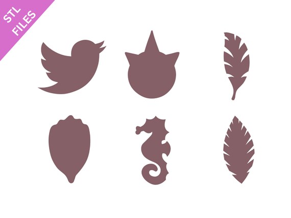 STL clay micro cutters files for 3D printing Sharp earring cutter Bird Unicorn Seahorse Flower petal Leaves download file for resin machine