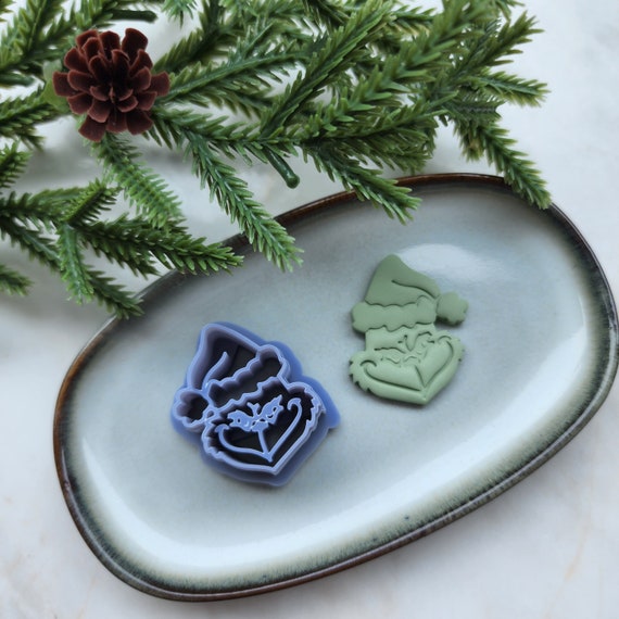 Christmas Polymer Clay cutters Grinch Earrings molds Polymer clay tool sharp cutter stamp Jewelry stud earrings cutters