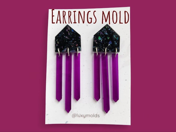 Silicone earrings mold / Silicone epoxy mold / Silicone earring moulds / Silicone UV resin molds / Geometry earring silicone jewelry mold