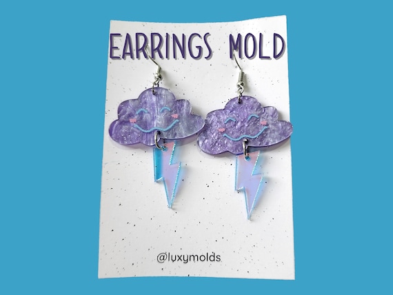 Silicone earrings mold / Silicone epoxy mold / Silicone earring moulds / Silicone UV resin molds / Clouds earring silicone jewelry mold
