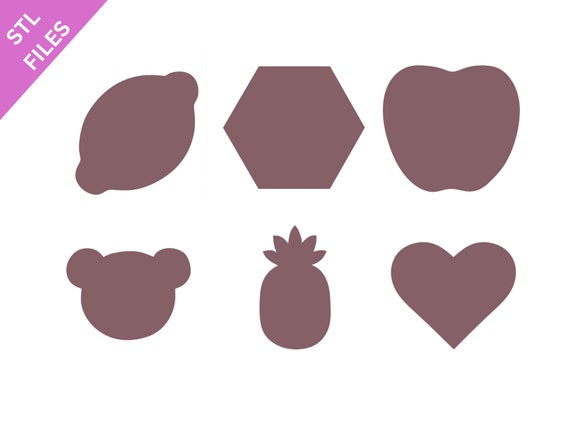 STL clay micro cutters files for 3D printing Sharp earring cutters Lemon Apple Bear Pineapple Heart Hexagon download file for resin machine
