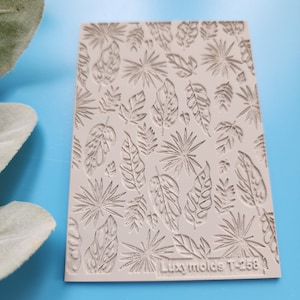 Polymer clay Texture tile Texture mat Clay stamp Polymer clay texture stencils &quot;Leaves&quot; design clay texture Rubber mat T-258