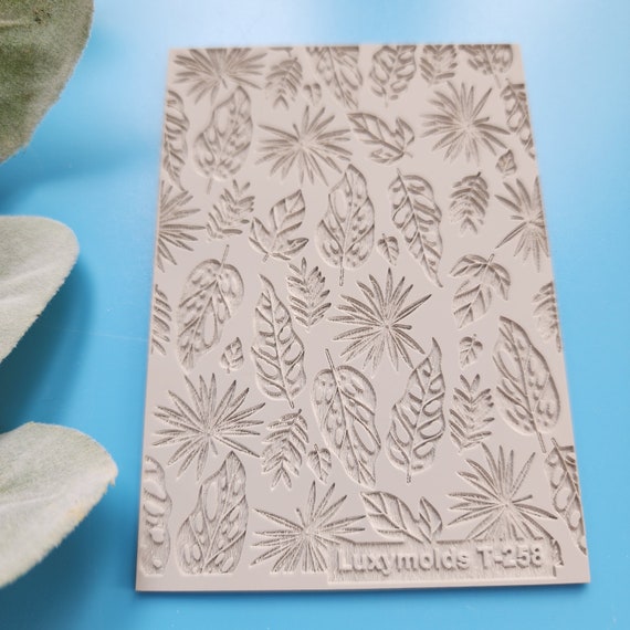 Polymer clay Texture tile Texture mat Clay stamp Polymer clay texture stencils "Leaves" design clay texture Rubber mat T-258
