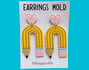 Pencil Earrings Silicone Mold, UV Resin Epoxy, Matte Finish