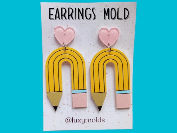 Silicone earrings mold / Silicone epoxy mold / Silicone UV resin molds / Pencil earrings silicone jewelry mold / Matte effect earring mold