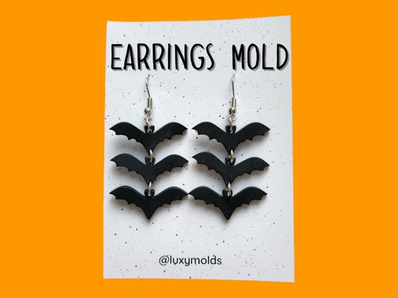 Silicone earrings mold / Silicone epoxy mold/Silicone earring moulds/Silicone UV resin molds/Bats silicone jewelry mold/Matte finished mold