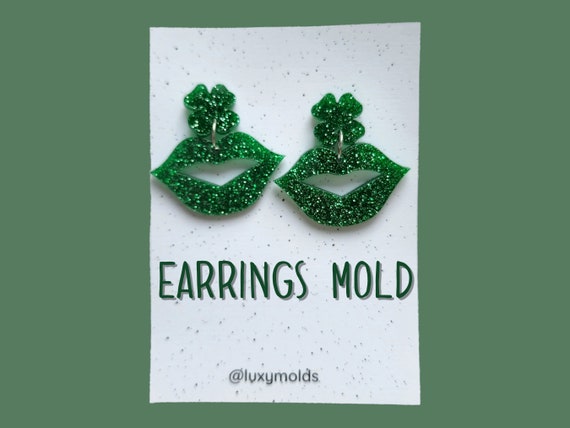 Silicone earrings mold / Silicone epoxy mold / Silicone earring moulds / Silicone UV resin molds / Lips earring silicone jewelry mold