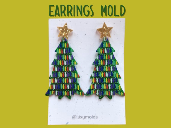 Silicone earrings mold / Silicone epoxy mold / Silicone UV resin molds / Christmas tree earrings silicone jewelry mold