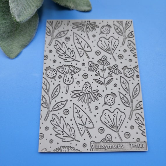 Polymer clay Texture tile Texture mat Clay stamp Polymer clay texture stencils "Flowers" T-105