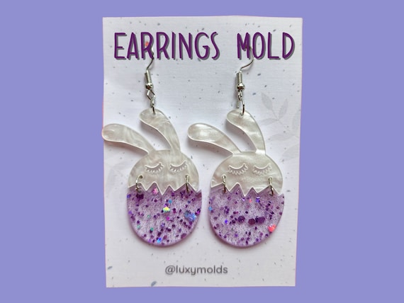 Silicone earrings mold / Silicone epoxy mold / Silicone UV resin molds / Easter Bunny Egg earrings silicone jewelry mold
