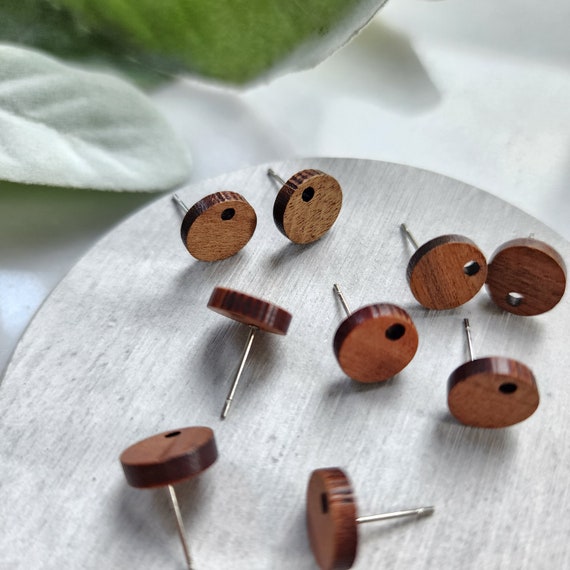 Wood Earring stud components Geometric studs Earrings findings DIY jewelry