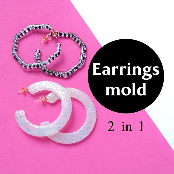 Silicone earrings mould for resin and epoxy 2 design in 1 mold  Jewelry mold
