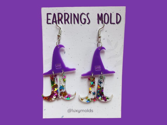 Silicone earrings mold / Silicone epoxy mold / Silicone UV resin molds / Halloween Witch hat earrings silicone jewelry mold