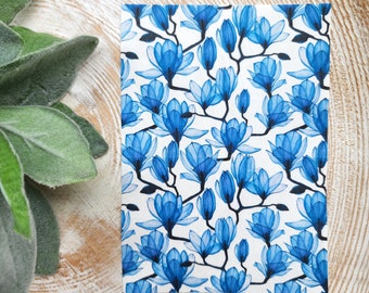 Blue Floral Clay Transfer Paper Sheet for Polymer Clay