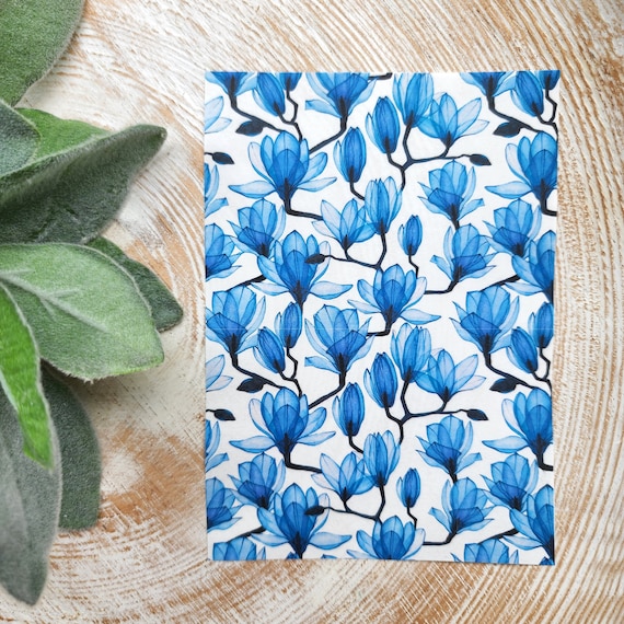 Clay transfer paper / Image transfer paper / Water soluble paper for polymer clay / Blue flowers transfer sheet / Transfer paper for clay