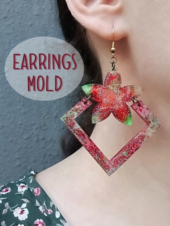 Silicone earrings mold "Flower" Jewelry Resin mould for resin and epoxy