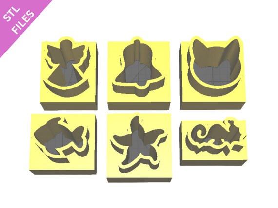 STL clay micro cutters files for 3D printing Sharp earring cutters Angel Bell Cat Fish Starfish Seahorse download file for resin machine