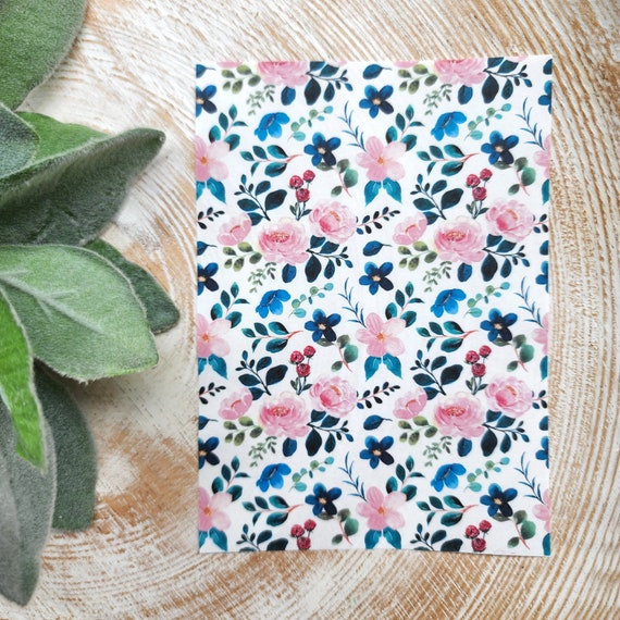 Clay transfer paper / Image transfer paper / Water soluble paper for polymer clay / Flower pattern transfer sheet / Transfer paper for clay