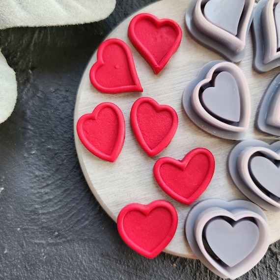 Valentine's day Polymer clay cutter "Heart" Sharp cutters Clay supplies Clay texture Clay tools Polymer clay stud earrings cutters molds