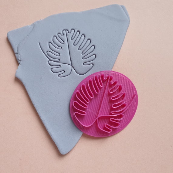 Polymer clay stamp "Monstera" 3D printed embossing