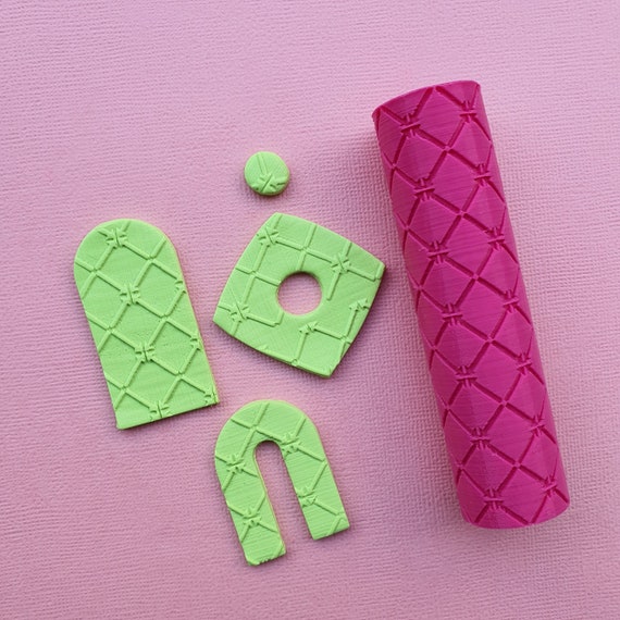 Polymer clay texture roller stamp 3D printed embossing