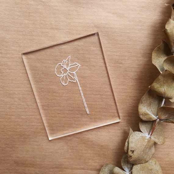 Embossing stamp for polymer clay "Narcissus" Floral texture plate Flower debossing stamp Acrylic stamps