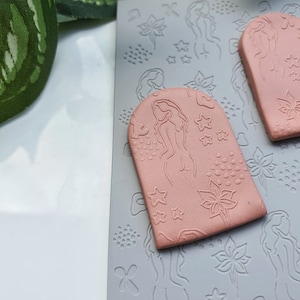 Polymer clay Texture tile Texture mat Clay stamp Polymer clay texture stencils &quot;Abstract woman body&quot; T-16