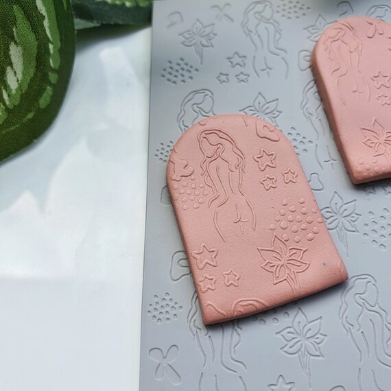 Polymer clay Texture tile Texture mat Clay stamp Polymer clay texture stencils "Abstract woman body" T-16
