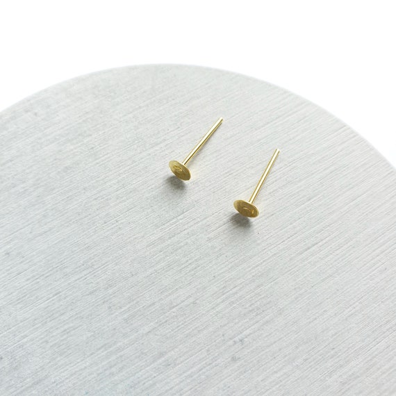 4 mm Earrings stud Round Flat component Earrings findings DIY jewellery Gold color