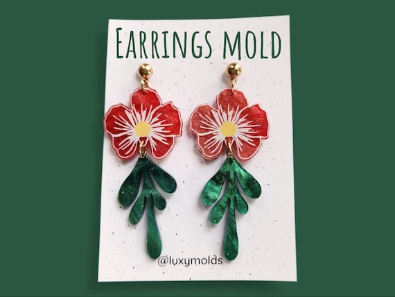 Silicone earrings mold / Silicone epoxy mold / Silicone earring moulds / Silicone UV resin molds / Flower earring silicone jewelry mold