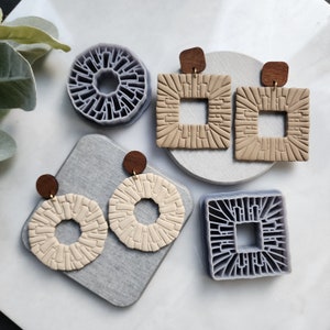 Polymer Clay cutters Rattan Geometric Earrings molds Polymer clay tool sharp cutter stamp Jewelry stud earrings cutters Circle Square cutter