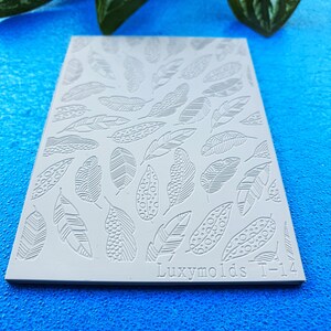 Fimo Textur Fliese Textur Matte Clay Stempel Fimo Textur Schablonen &quot;Feathers&quot; T-14