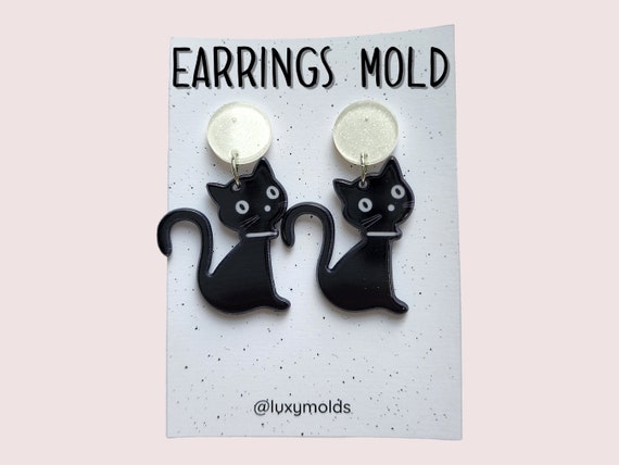 Silicone earrings mold / Silicone epoxy mold / Silicone earring moulds / Silicone UV resin molds / Cat earring silicone jewelry mold