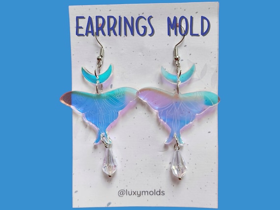 Silicone earrings mold / Silicone epoxy mold / Silicone UV resin molds / Halloween Moth earrings silicone jewelry mold