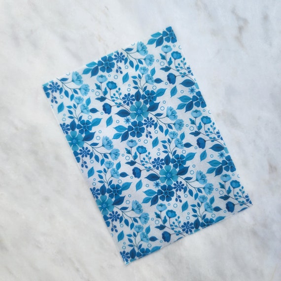 Water-soluble transfer paper for polymer clay craft "Blue flowers"