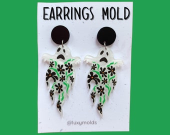 Silicone earrings mold / Silicone epoxy mold / Silicone UV resin molds / Halloween Ghost earrings silicone jewelry mold