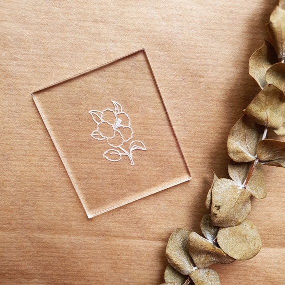 Embossing stamp for polymer clay "Hibiscus" Floral texture plate Flower debossing stamp Acrylic stamps