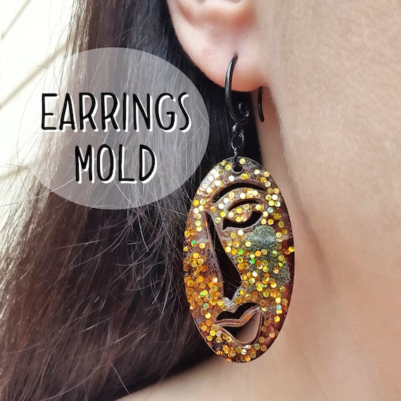 Silicone earring mold Woman face Abstract Jewelry Resin mould for resin and epoxy
