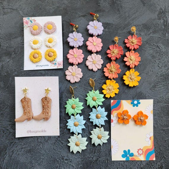 Flower polymer clay earrings floral jewelry