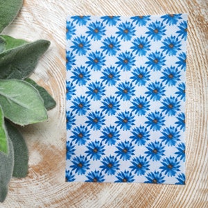 Clay transfer paper / Image transfer paper / Water soluble paper for polymer clay / Blue flowers transfer sheet / Transfer paper for clay