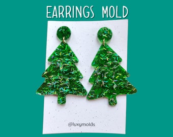 Christmas Tree Earrings Silicone Mold, Epoxy Resin Jewelry